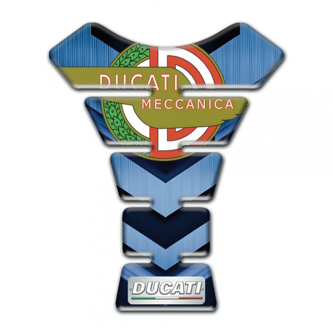 Ducati  Tank Pad Motorbike Dark and Light Blue Base and Modern Logo Meccanica Style 