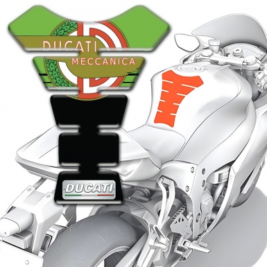 Ducati Tank Protector Green Black warp and Meccanica Logo Style 