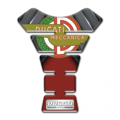 Ducati Tank Guard Pads Gray Red Warp Style Meccanica Logo 