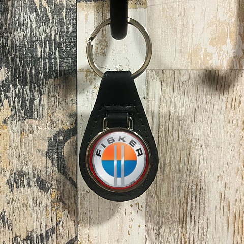 Karma Fisker Key Fob Leather Silver Red Carbon Ring Edition