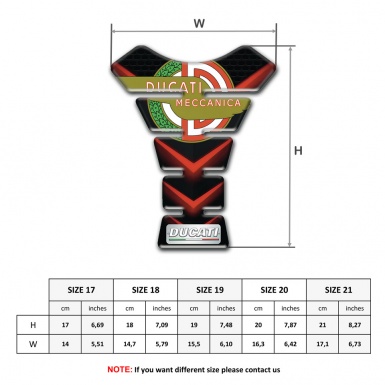Ducati Tank Pad Protector Black base with Red V Shape Details and Maccanica Logo Style 