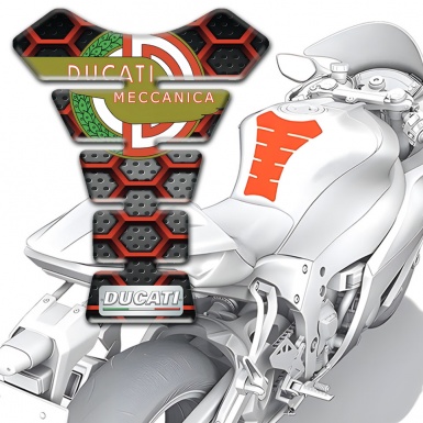 Ducati  Tank Protector Red Grid Base Meccanica Logo 
