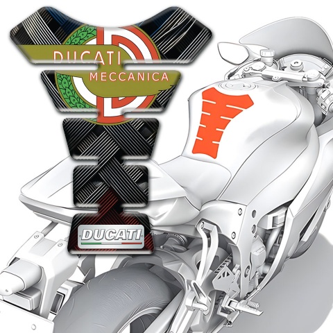 Ducati Tank Pad Protector Crossed Belts Design Meccanica Logo 