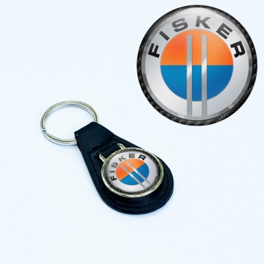 Karma Fisker Keyring Holder Leather Grey Dark Carbon Ring Design