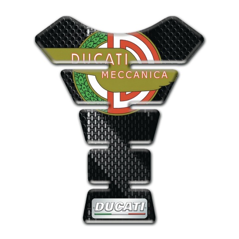 Ducati Tank Pad Motorbike Black Gray Print and Meccanica Logo Style 