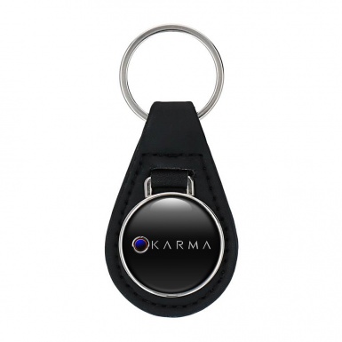 Karma Keychain Leather Black Blue Eclipse Logo
