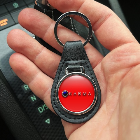 Karma Key Fob Leather Red Blue Eclipse Logo