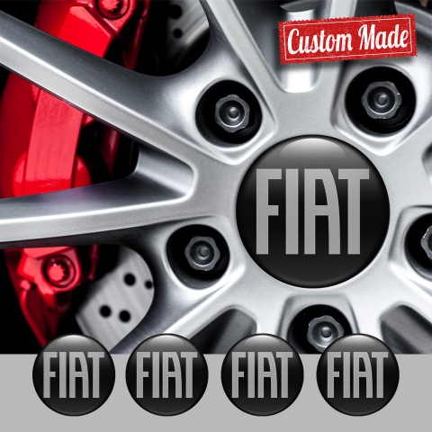 Fiat Emblem for Hub Center Caps Grey Logo RAL 7040