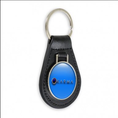 Karma Key Fob Leather Sky Blue Eclipse Logo
