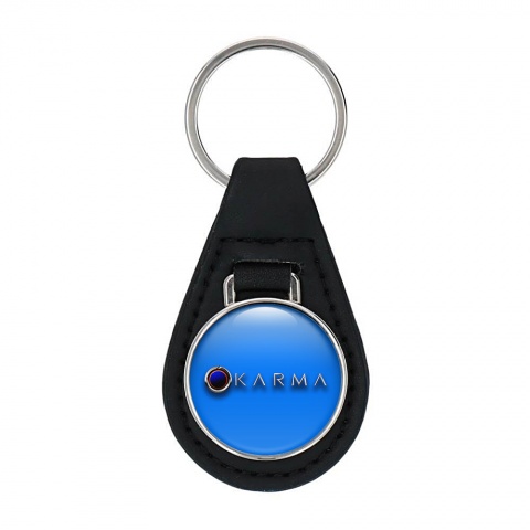 Karma Key Fob Leather Sky Blue Eclipse Logo