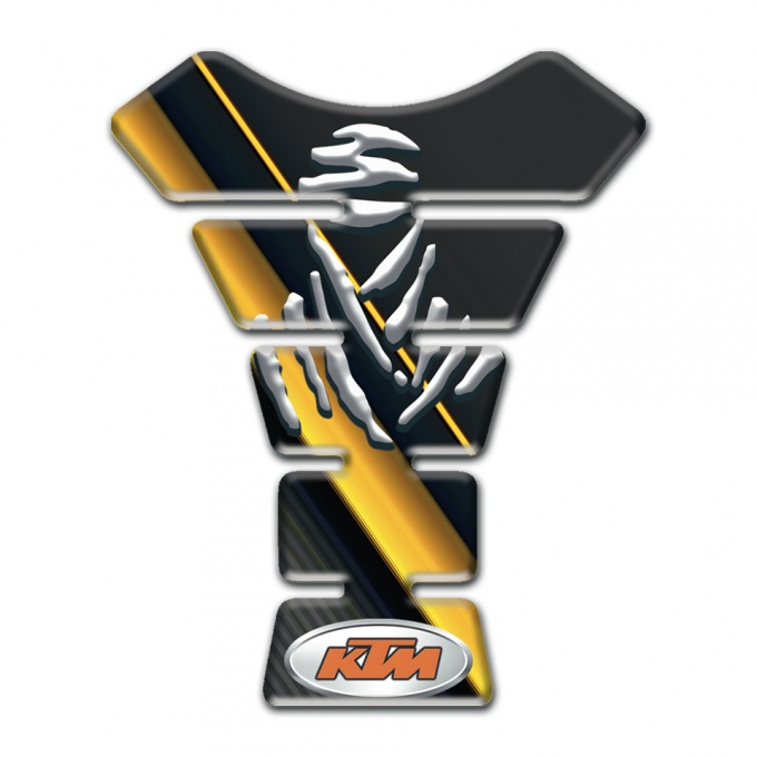 KTM Tank Pad Motorbike Black Base with Diagonal Yellow Tape Design 