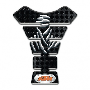 KTM Tank Guard Pads Black Perforated Base Samurai Logo Design 