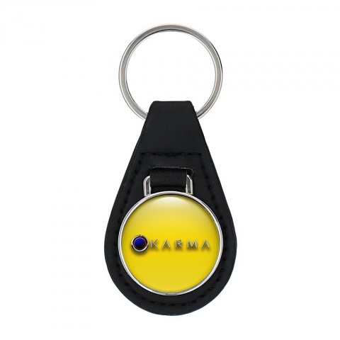 Karma Keyring Holder Leather Yellow Blue Eclipse Logo