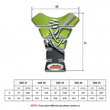 KTM Tank Pad Motorbike Green Black Print and Samurai Logo Style 
