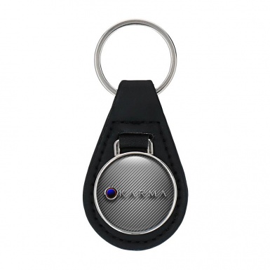 Karma Leather Keychain Dark Carbon Blue Eclipse Logo