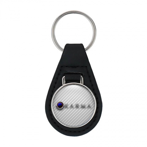 Karma Keychain Leather Light Carbon Blue Eclipse Logo