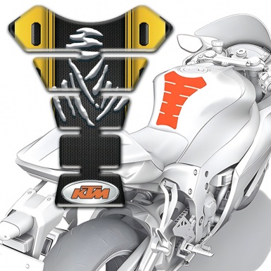 KTM Tank Pad Motorbike Black Yellow Print Samurai Logo Edition 