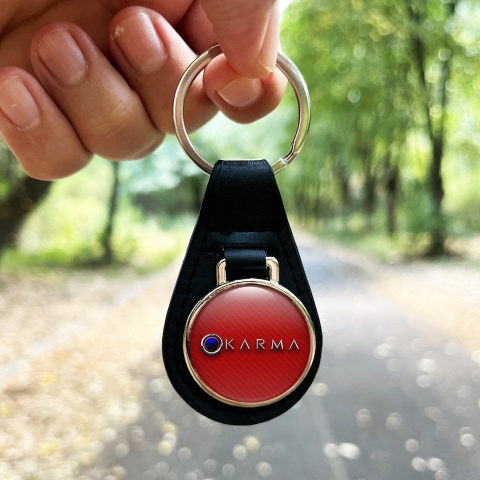 Karma Key Fob Leather Red Carbon Blue Eclipse Logo