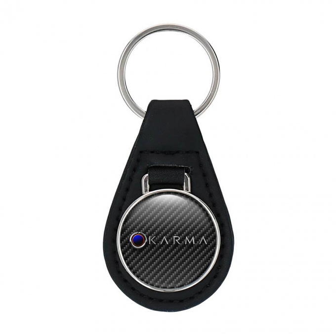 Karma Keyring Holder Leather Graphite Carbon Blue Eclipse Logo