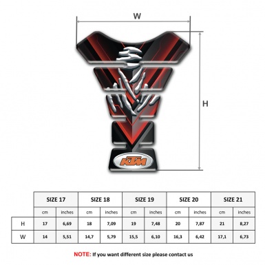KTM Tank Pad Protector Black Base with Red V sHape print 
