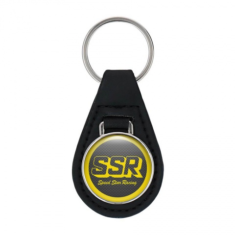 SSR Keychain Leather Light Carbon Yellow Ring Design