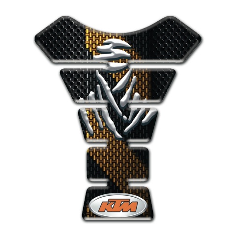 KTM Tank Guard Pads Black with Brown Belt Design 