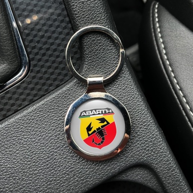 Fiat Abarth Metal Key Ring Silver Italy Flag Color Design