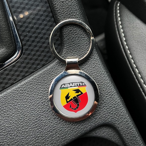 Fiat Abarth Metal Key Ring Silver Italy Flag Color Design