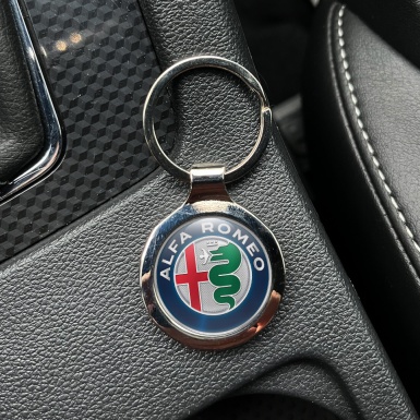 Alfa Romeo Key Holder Metal Navy Blue Silver Emblem Color Edition