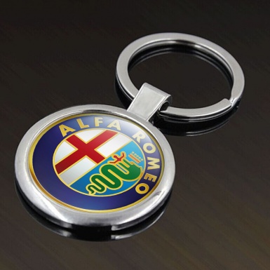 Alfa Romeo Metal Fob Chain Navy Blue Gold Ring Color Emblem Edition