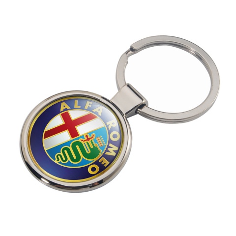 Alfa Romeo Metal Fob Chain Navy Blue Gold Ring Color Emblem Edition