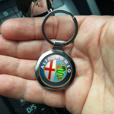 Alfa Romeo Key Fob Metal Navy Blue Gold Ring Color Tint Edition