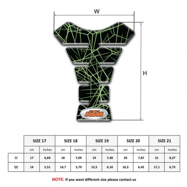KTM  Tank Pad Protector Green Spider Web Style 