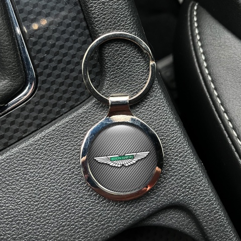 Aston Martin Keychain Metal Light Carbon White Logo Edition