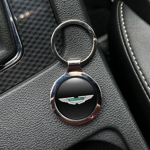 Aston Martin Metal Key Ring Black White Classic Logo Design