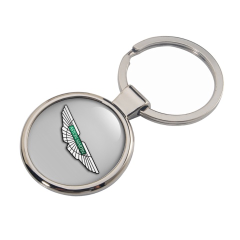 Aston Martin Key Holder Metal Light Grey White Classic Emblem