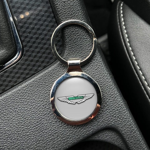 Aston Martin Key Holder Metal Light Grey White Classic Emblem