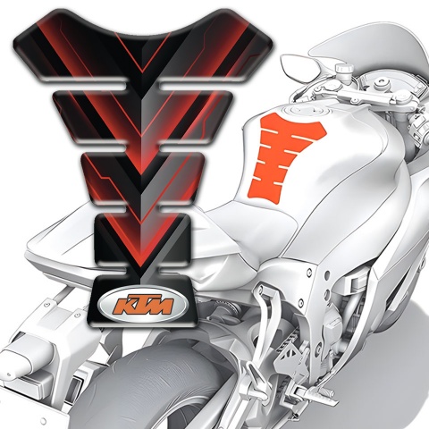 KTM Tank Protector Black withRed V Shape Decoration Print 