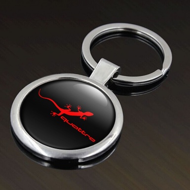 Audi Quattro Metal Fob Chain Black Classic Red Logo