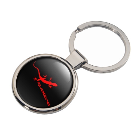 Audi Quattro Metal Fob Chain Black Classic Red Logo