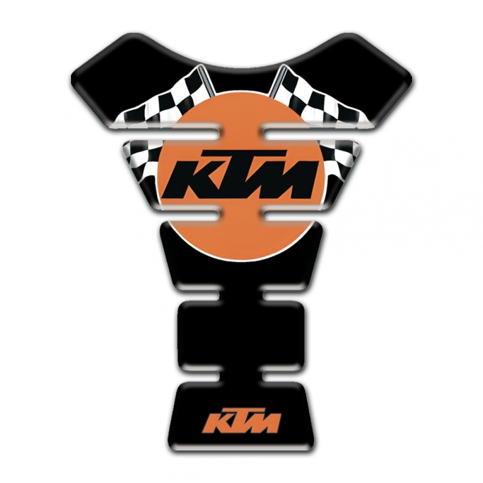 KTM Tank Guard Pads Black Base with Flags Logo Style 