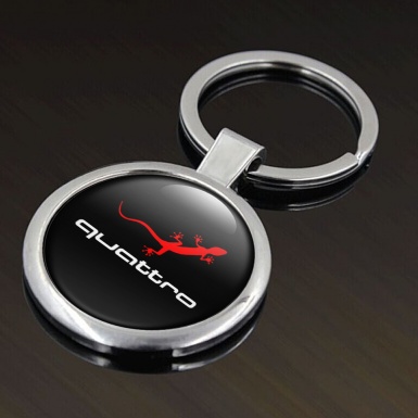 Audi Quattro Key Fob Metal Black Red Lizard Classic Logo 