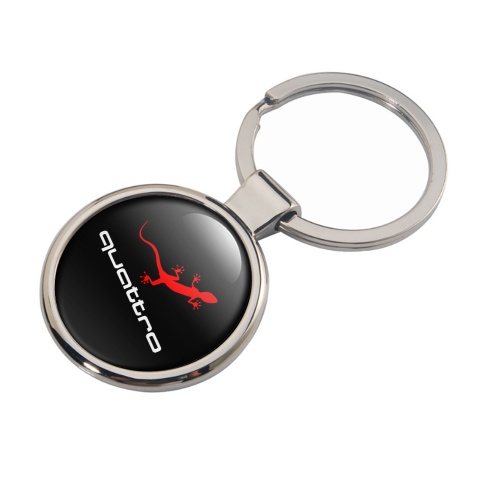 Audi Quattro Key Fob Metal Black Red Lizard Classic Logo 