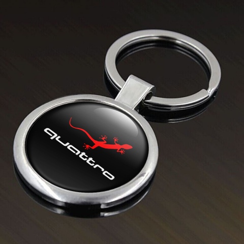 Audi Quattro Key Fob Metal Black Red Lizard Classic Logo 