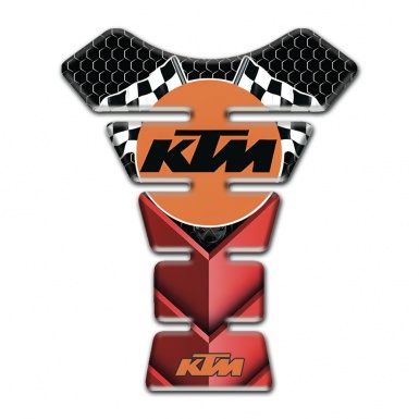 KTM Tank Pad Motorbike Red 3D Detail Base with Flags Logo 