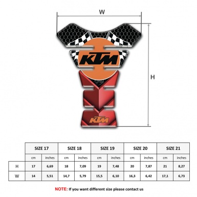KTM Tank Pad Motorbike Red 3D Detail Base with Flags Logo 
