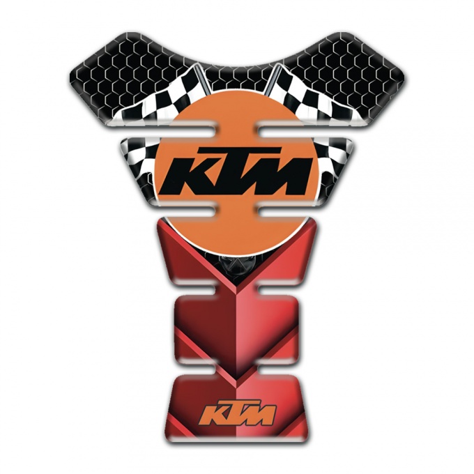KTM Tank Pad Motorbike Red 3D Detail Base with Flags Logo 