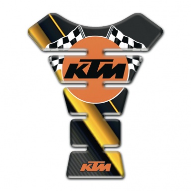 KTM Tank Guard Pads Diagonal Yllow Print Base and Racing Logo Style 