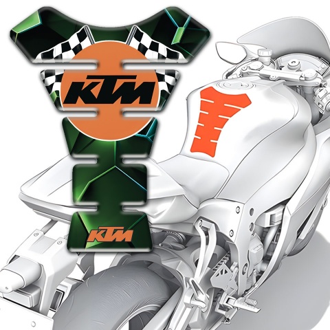 KTM Tank Protector Green Diamon effect with Round Logo