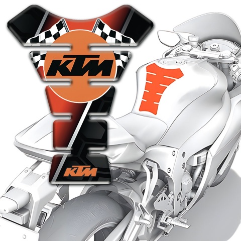 KTM Tank Guard Pads Round Logo with Flags Design 